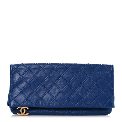 Chanel Calfskin Stitched Thin City Clutch Blue 1 of 16
