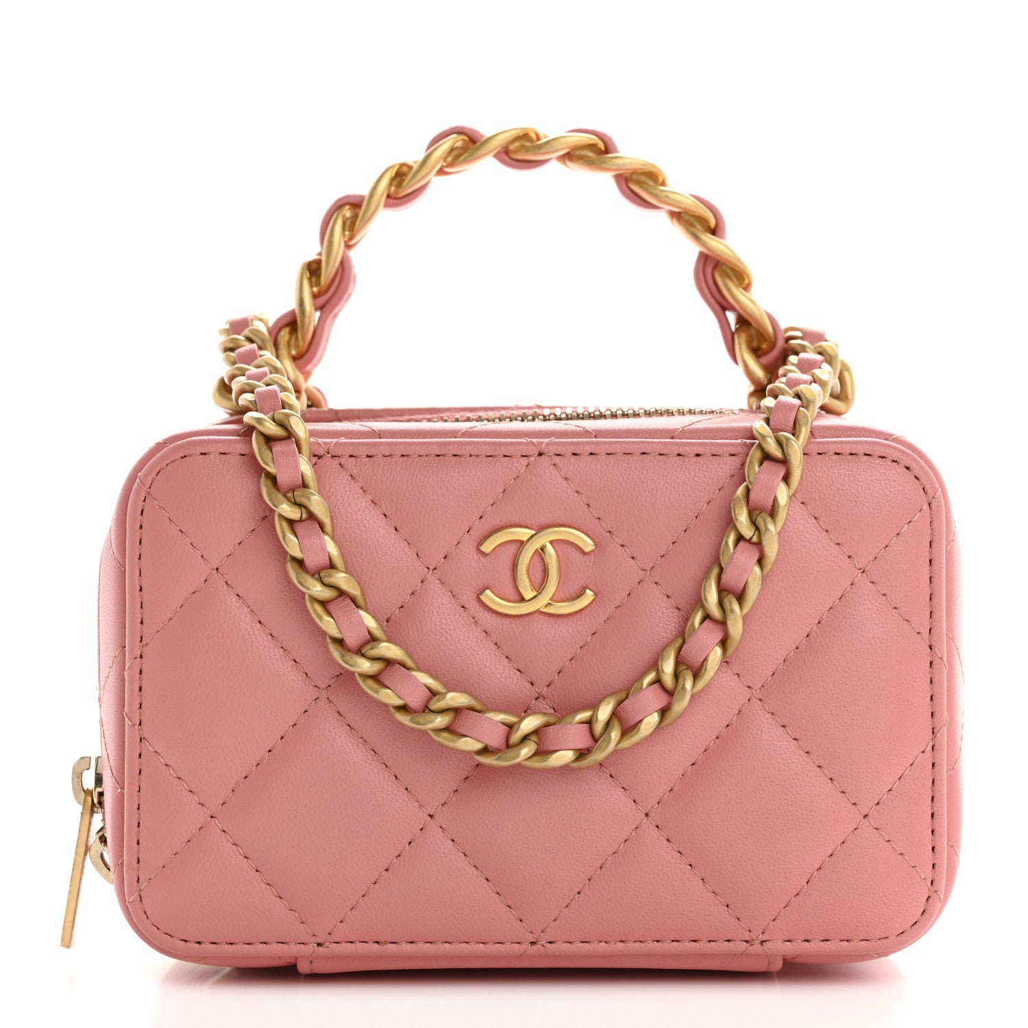 Chanel Lambskin Quilted Top Handle Mini Vanity Case Pink 1 of 12