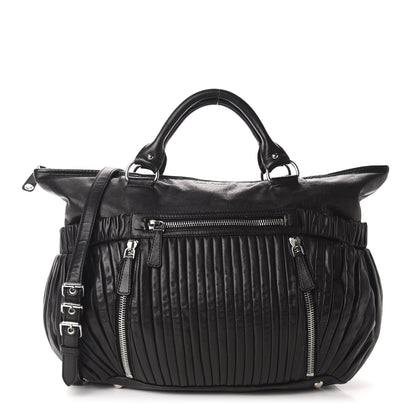 Miu Miu Nappa Plisse Zip Satchel Black 1 of 11