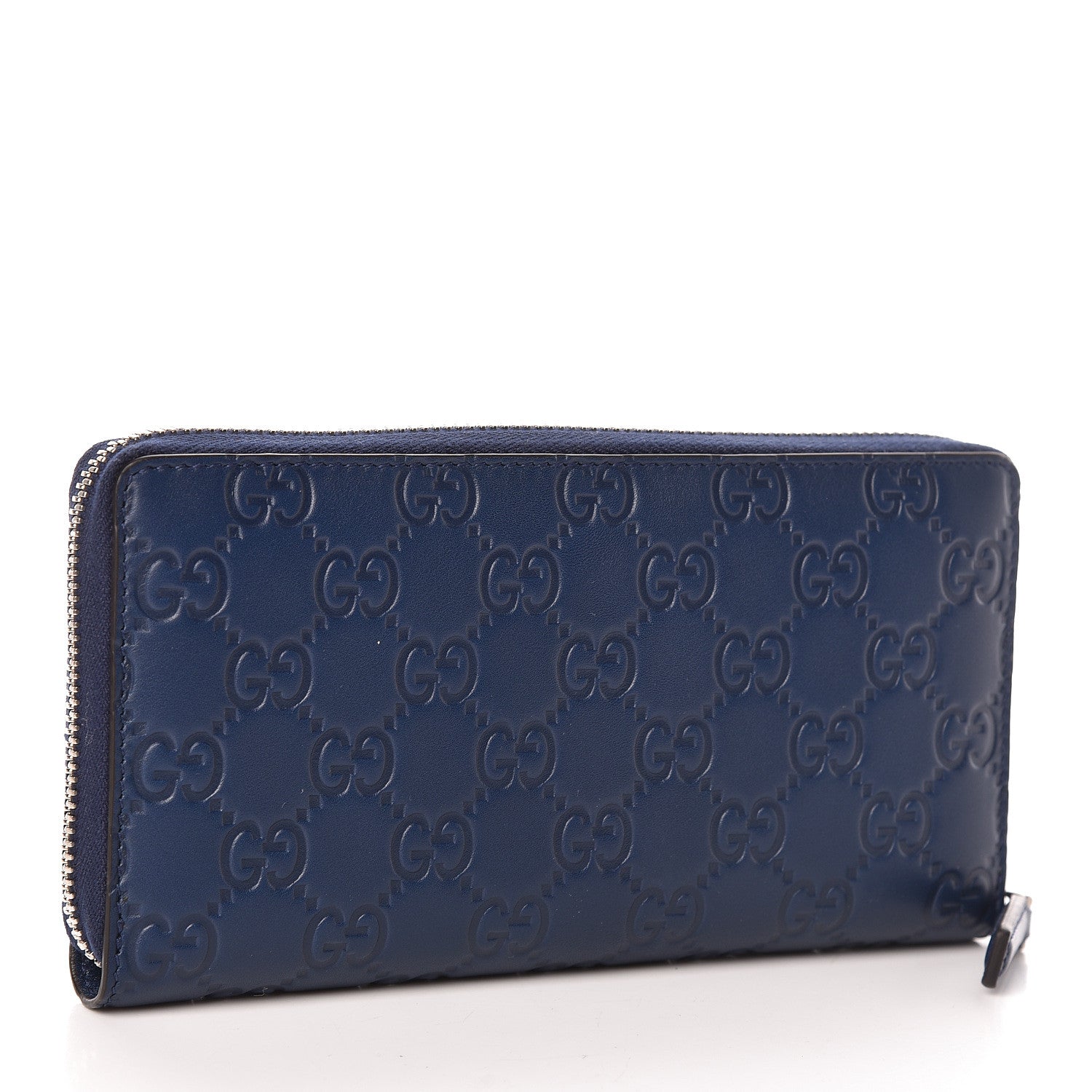 Gucci X MLB Guccissima Signature NY Yankees Embroidered Zip Around Wallet Royale Ivory 3 of 9