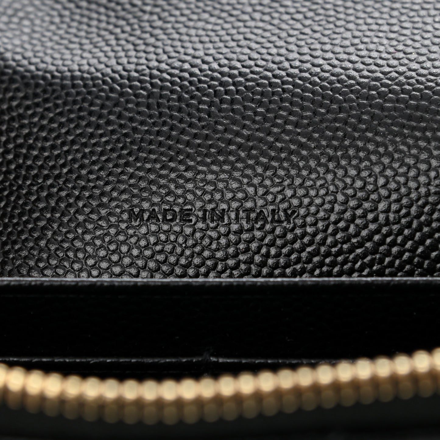 Grain De Poudre Matelasse Chevron Monogram Envelope Chain Wallet Black