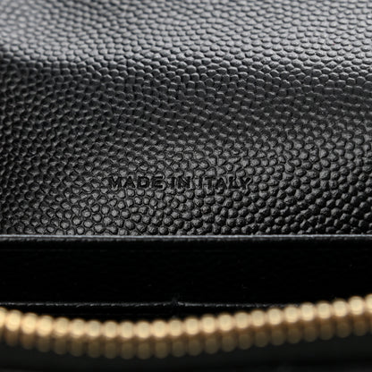 Saint Laurent Grain De Poudre Matelasse Chevron Monogram Envelope Chain Wallet Black 6 of 10