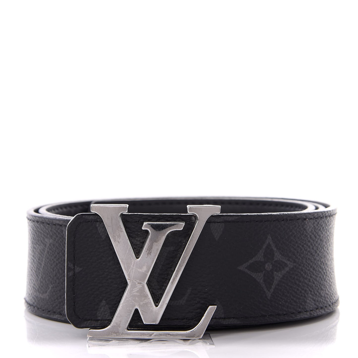 Calfskin Monogram Eclipse LV Initiales Reversible Belt 80 32