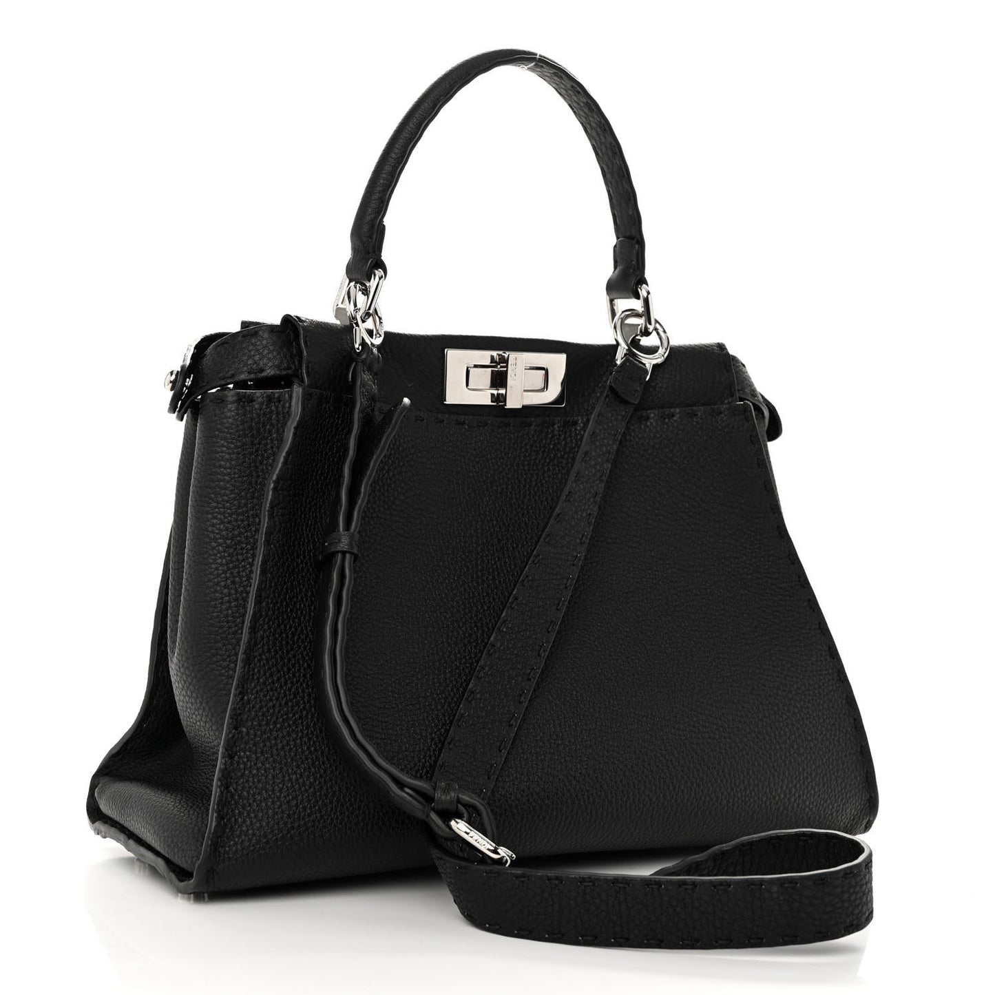 Cuoio Romano Selleria Bi-Color Medium Peekaboo Iconic Satchel Black Mou