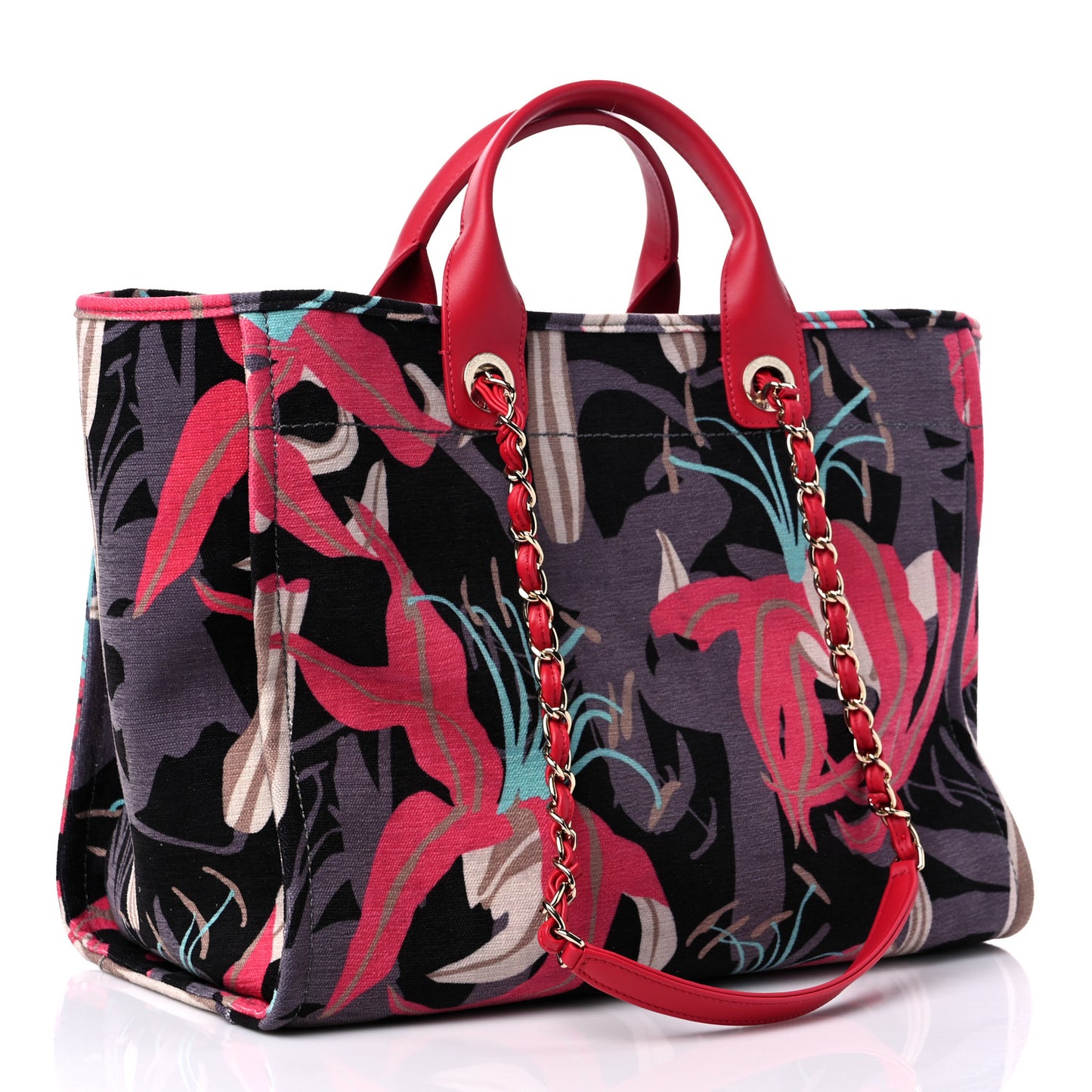 Velvet Calfskin Medium Deauville Tote Pink Multicolor