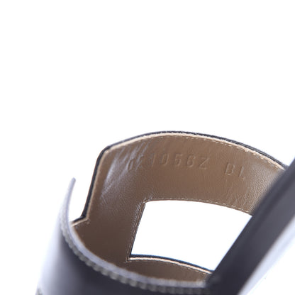 Hermes Box Calfskin Oran Sandals 38 Black 8 of 9