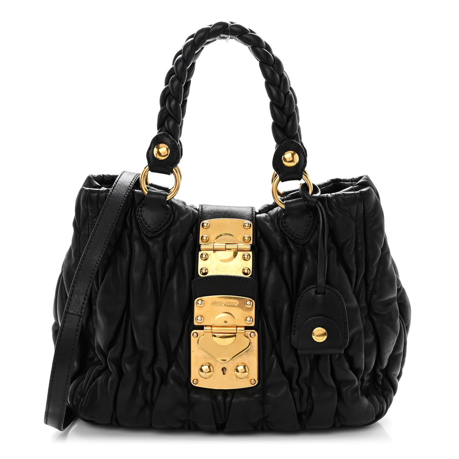 Miu Miu Nappa Matelasse Top Handle Satchel Black 1 of 11