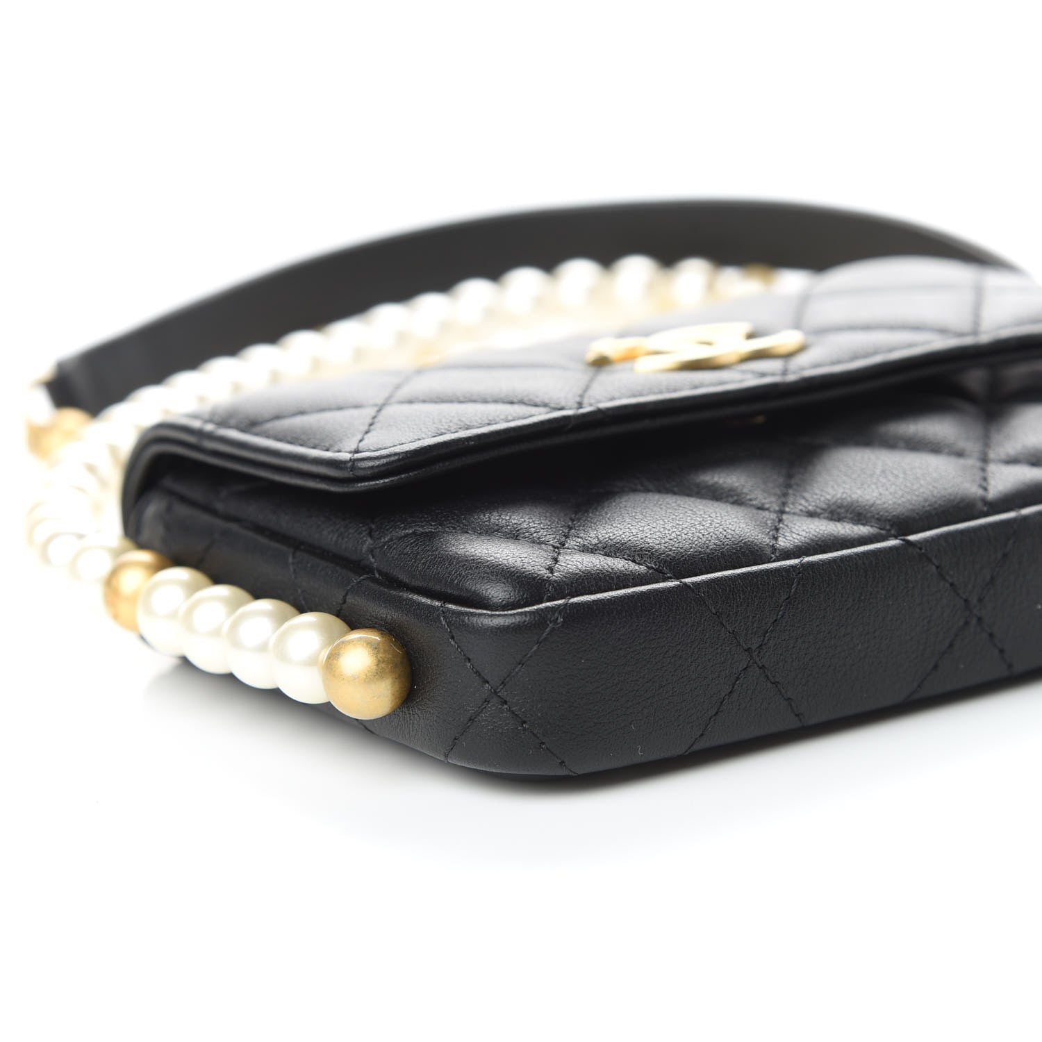 Chanel Calfskin Quilted About Pearls Card Holder Flap With Chain Black 5 of 10