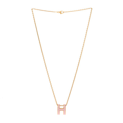 Hermes Lacquered Gold Pop H Pendant Necklace Rose Dragee 3 of 8