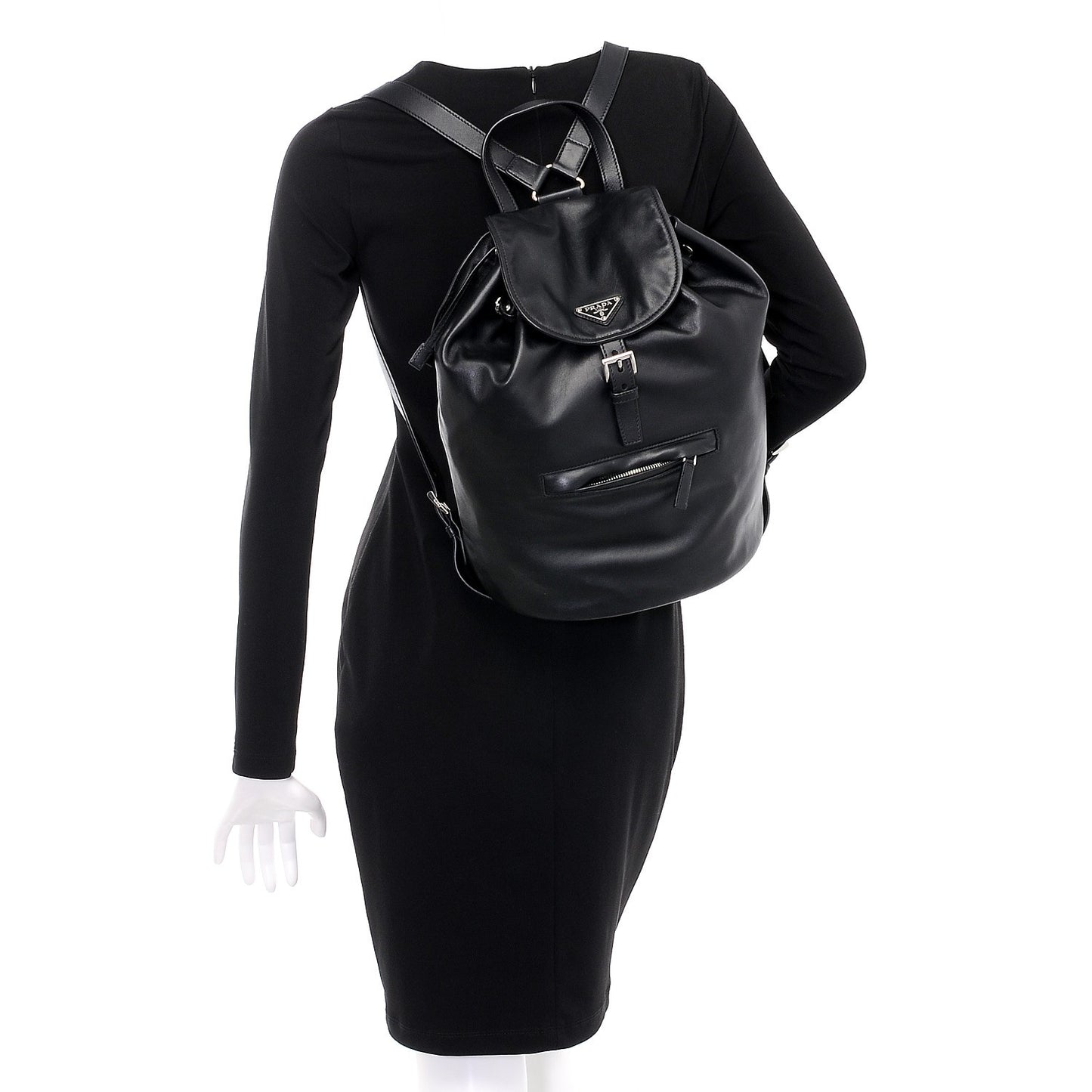 Soft Calfskin Cinch Backpack Black