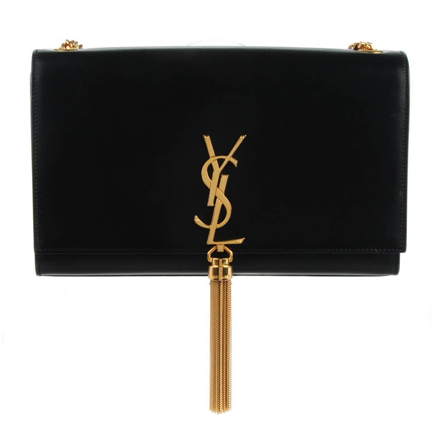 Smooth Calfskin Medium Classic Monogram Kate Tassel Satchel Black