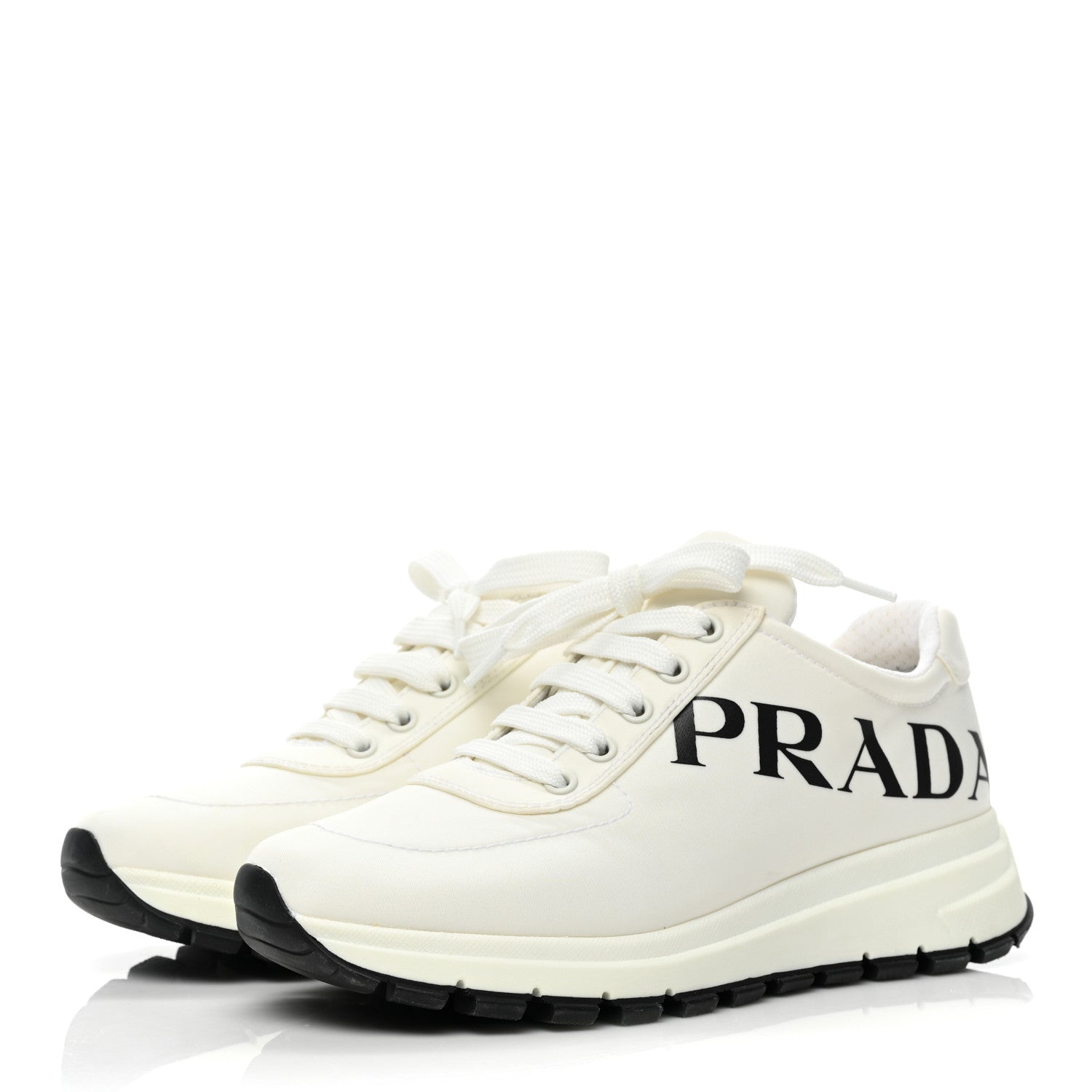 Prada Nylon Gabardine Logo Sneakers 38 White 3 of 10