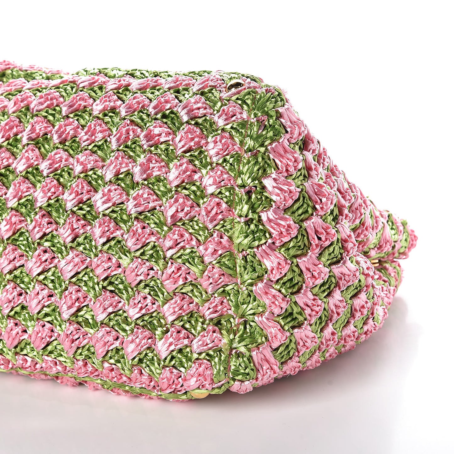 Raffia Crochet Bi-Color Medium Tote Prato Rosa