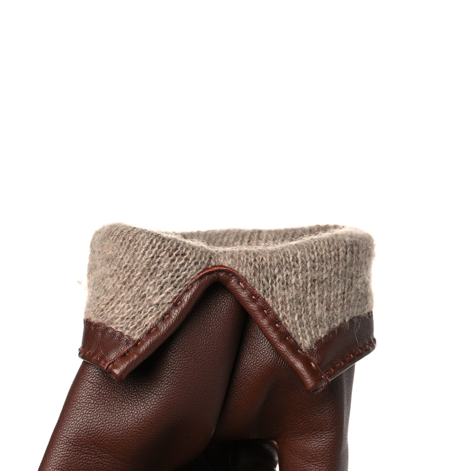 Hermes Lambskin Soya Kelly Lock Gloves 7.5 Brown 6 of 10