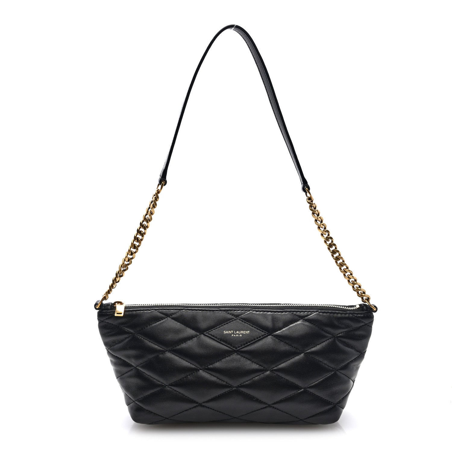 Saint Laurent LAURENT Lambskin Quilted Gaby Zipped Shoulder Bag Black 1 of 9