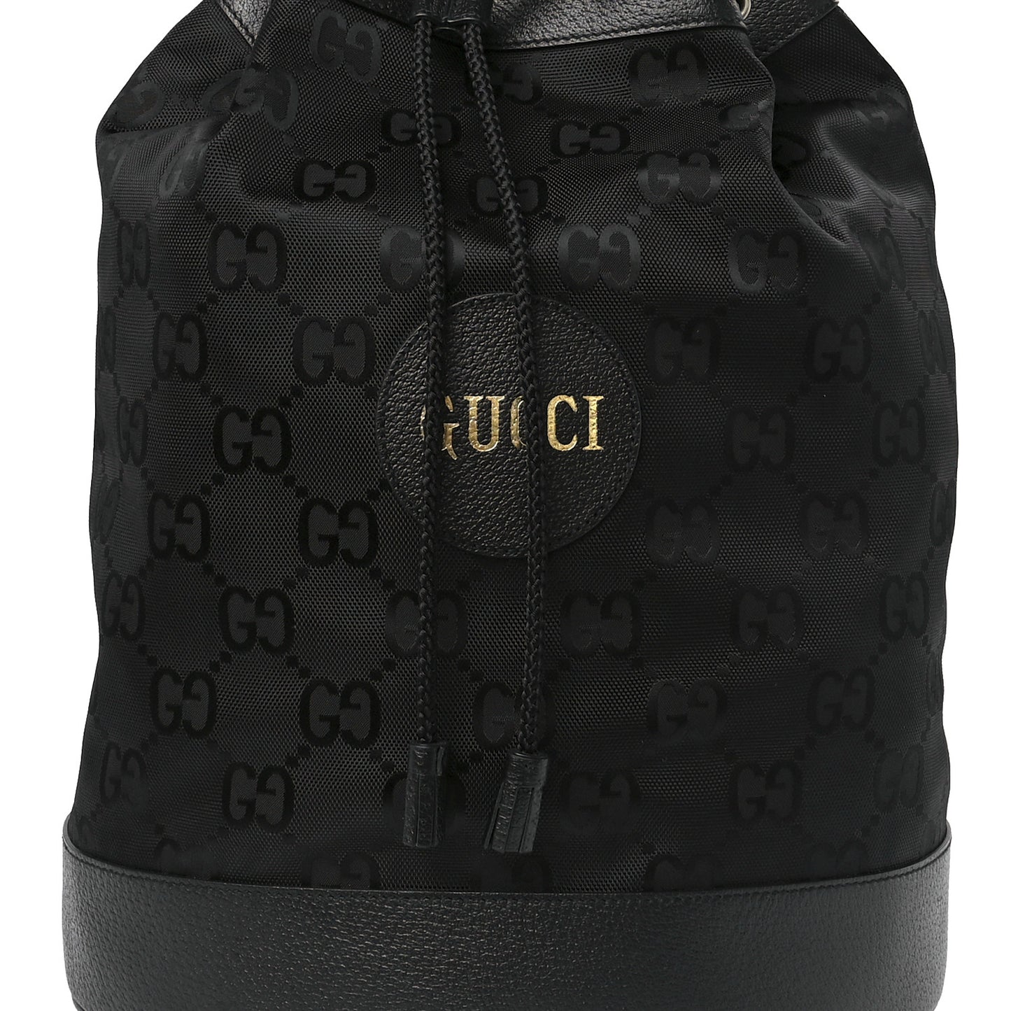 Econyl Nylon Monogram Off The Grid Drawstring Bucket Backpack Black