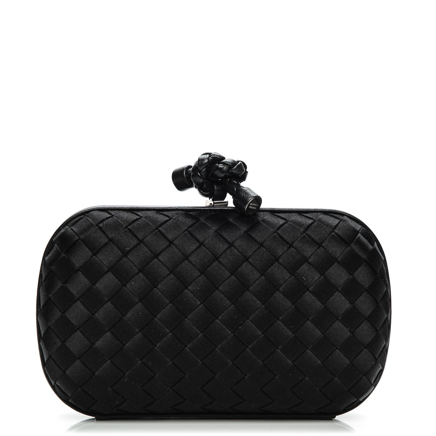 Satin Intreccio Impero Knot Clutch Black