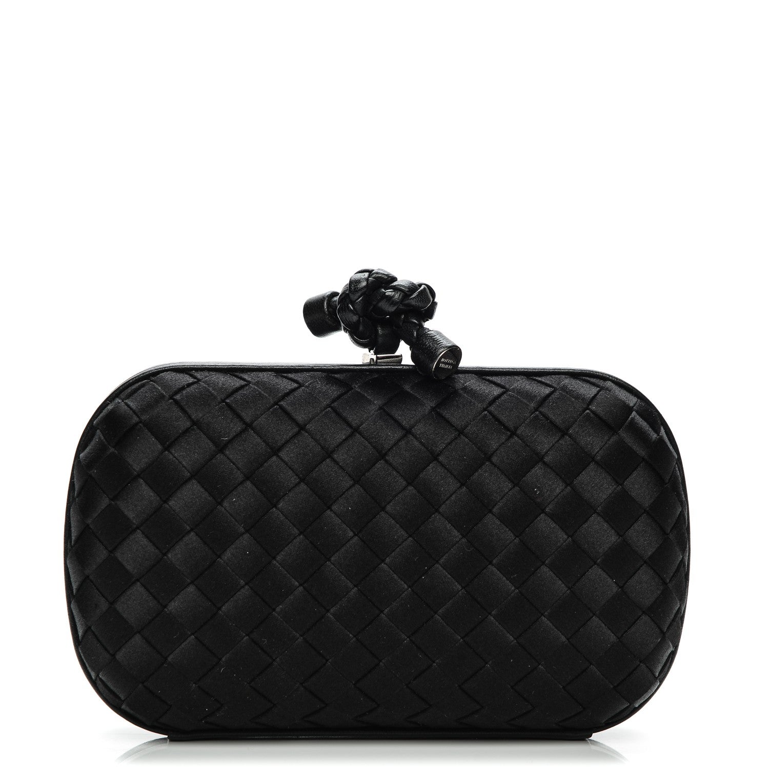 Bottega Veneta Satin Intreccio Impero Knot Clutch Black 1 of 6