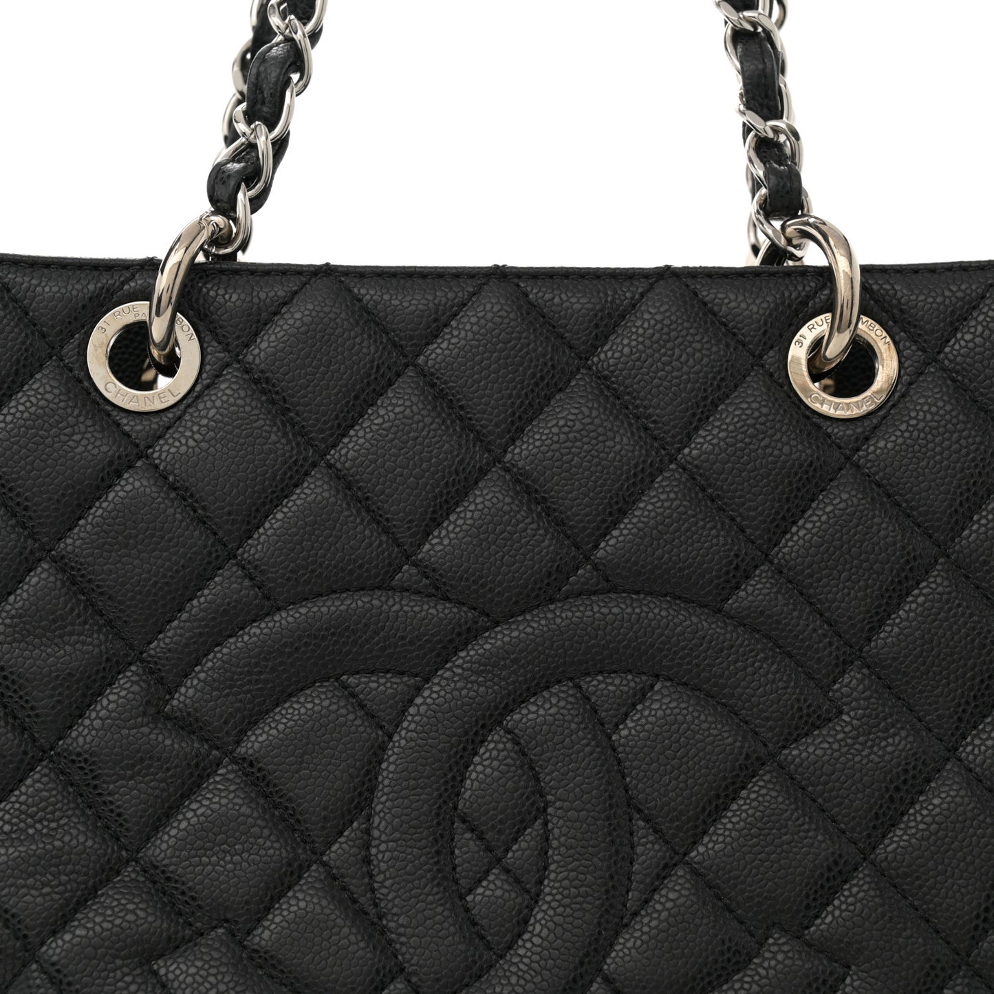 Caviar Quilted Grand Shopping Tote GST Black