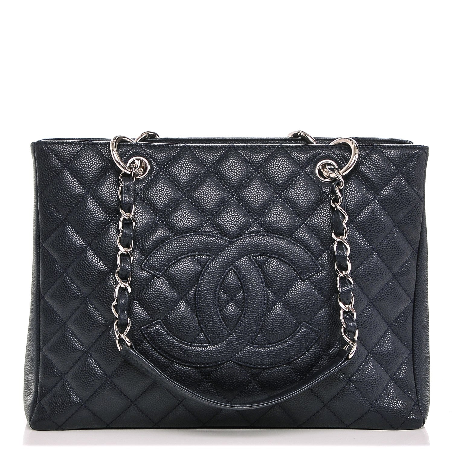 Chanel Caviar Quilted Grand Shopping Tote GST Dark Navy Blue 1 of 7