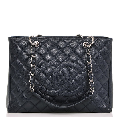 Chanel Caviar Quilted Grand Shopping Tote GST Dark Navy Blue 1 of 7