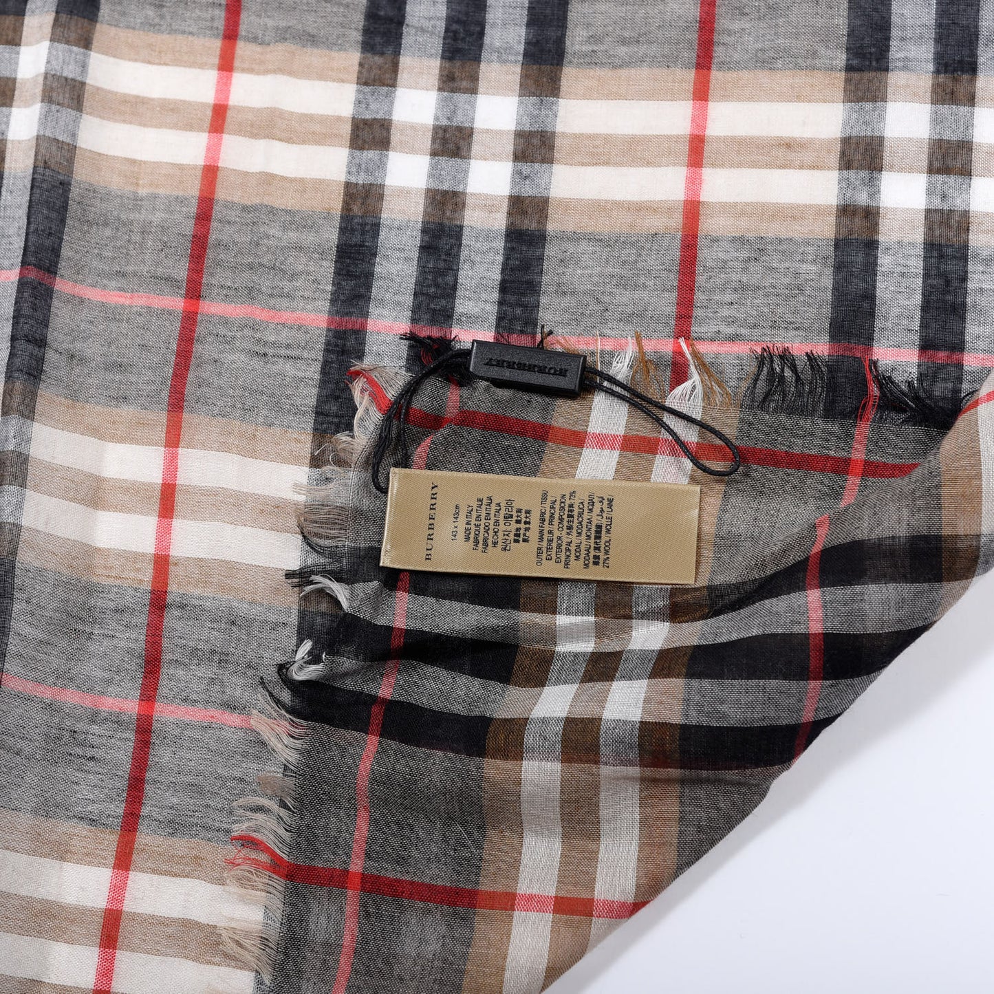 Modal Wool Castleford Check Lightweight Scarf Camel