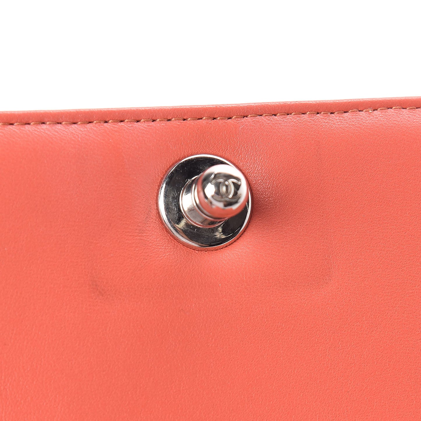 Lambskin Tweed Small Boy Flap Coral