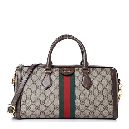 Gucci GG Supreme Monogram Web Medium Ophidia Boston Brown 1 of 9