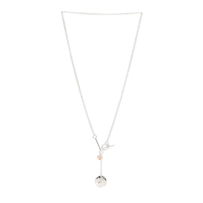 Hermes Sterling Silver 18K Rose Gold PM Ex-Libris Pendant Necklace 3 of 5
