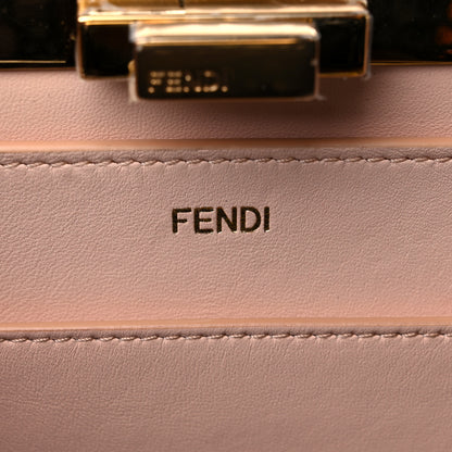 Fendi Calfskin Lace Medium Peekaboo I SEE U Satchel Black Multicolor Light Rose 7 of 10