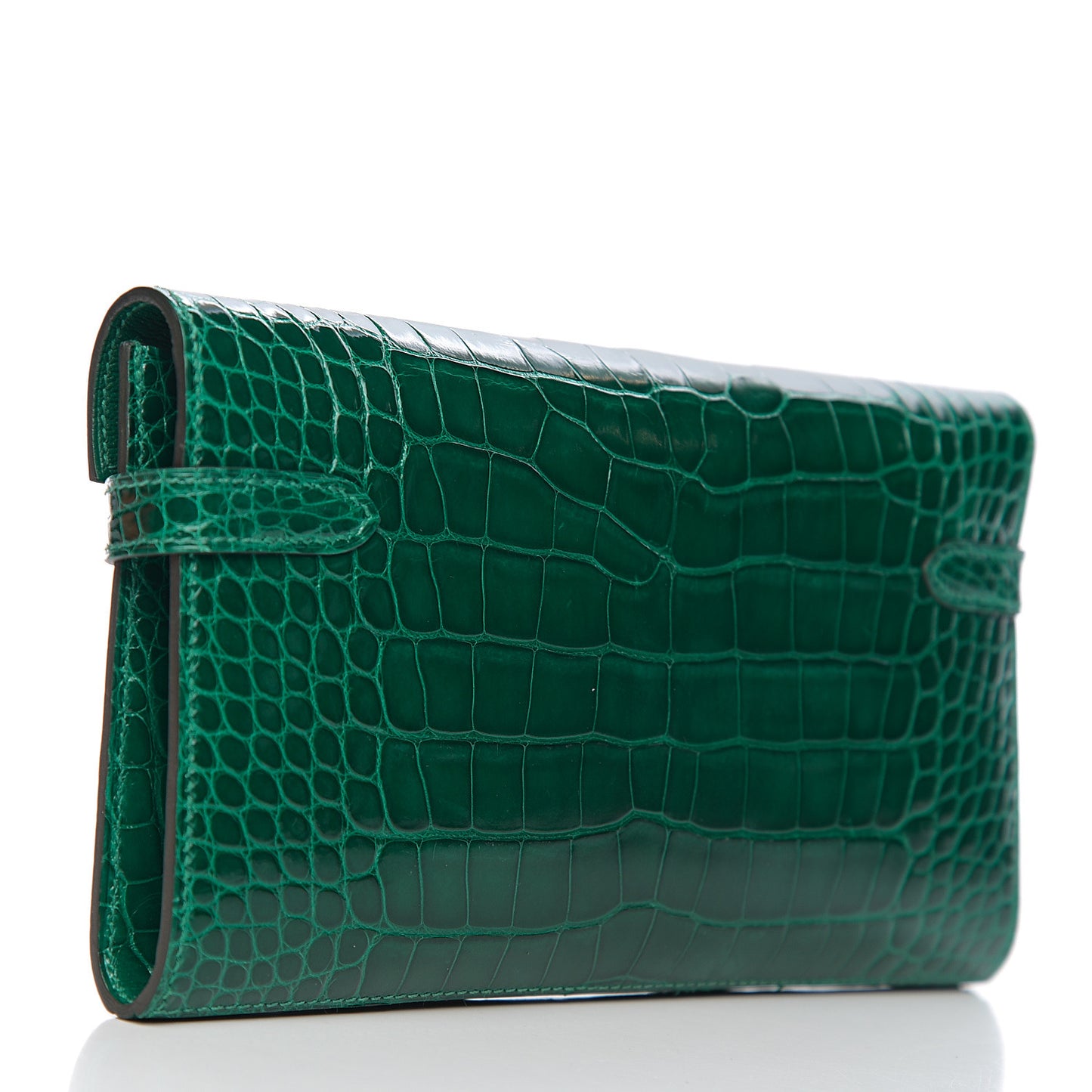 Shiny Alligator Kelly Longue Wallet Vert Emeraude