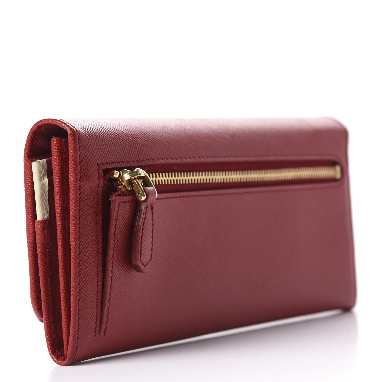 Prada Saffiano Multicolor Continental Flap Wallet Fuoco Bruyere 3 of 14