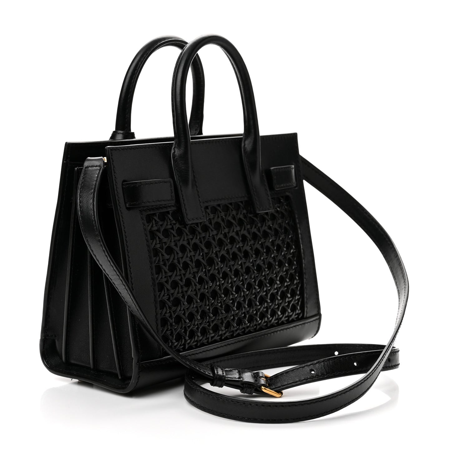 Calfskin Paglia Palm Nano Sac De Jour Black