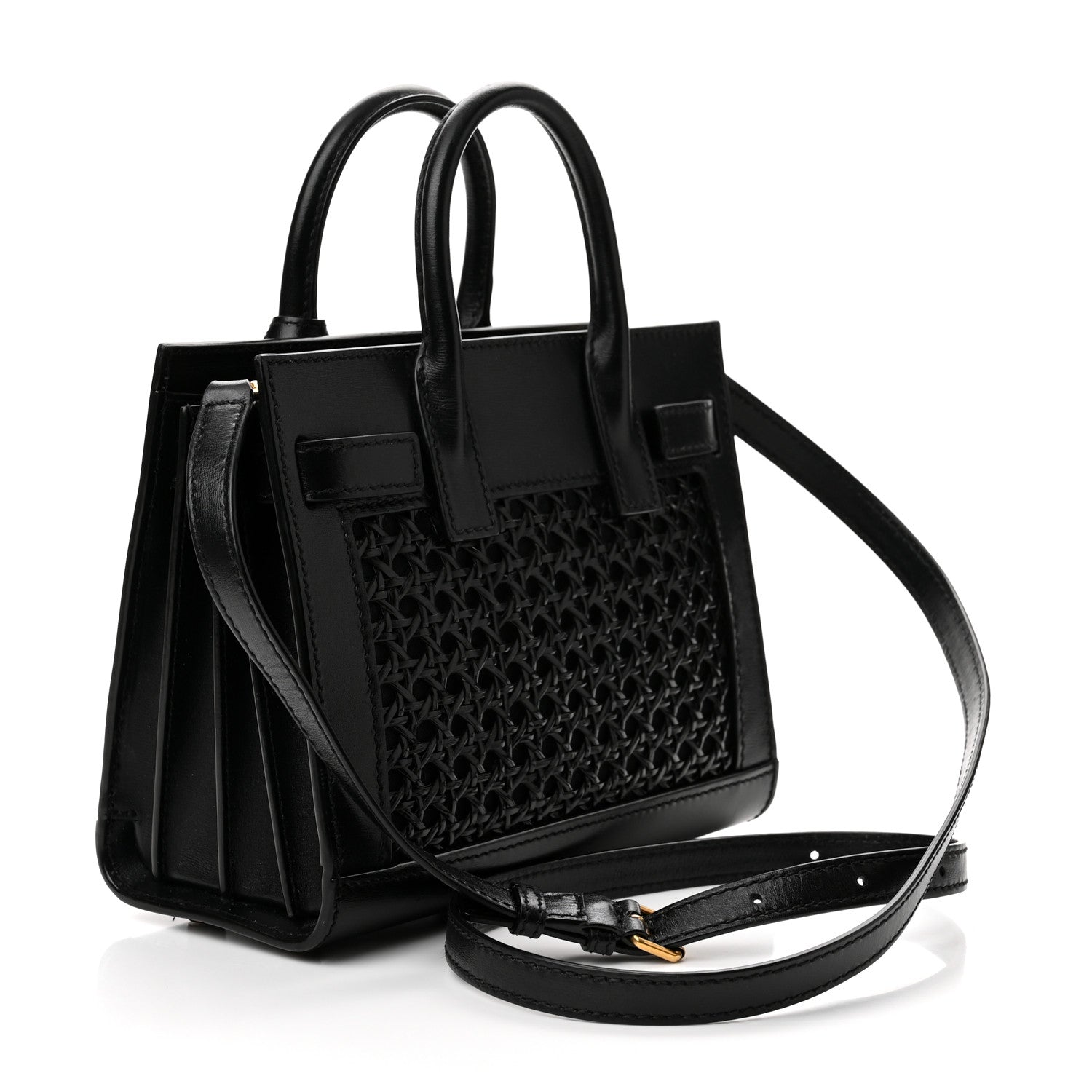 Saint Laurent Calfskin Paglia Palm Nano Sac De Jour Black 3 of 10