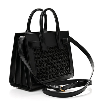 Saint Laurent Calfskin Paglia Palm Nano Sac De Jour Black 3 of 10