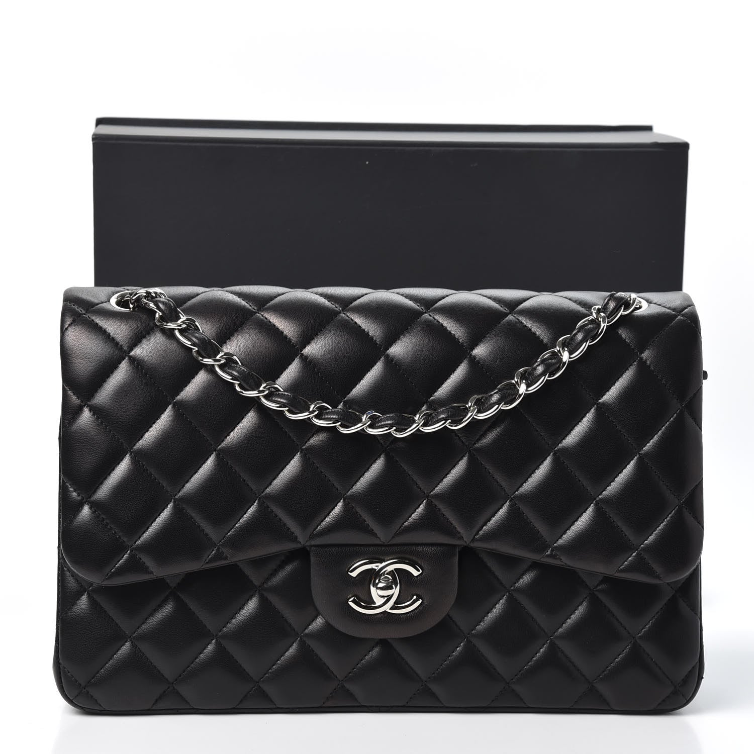Chanel Lambskin Quilted Jumbo Double Flap Black 10 of 10