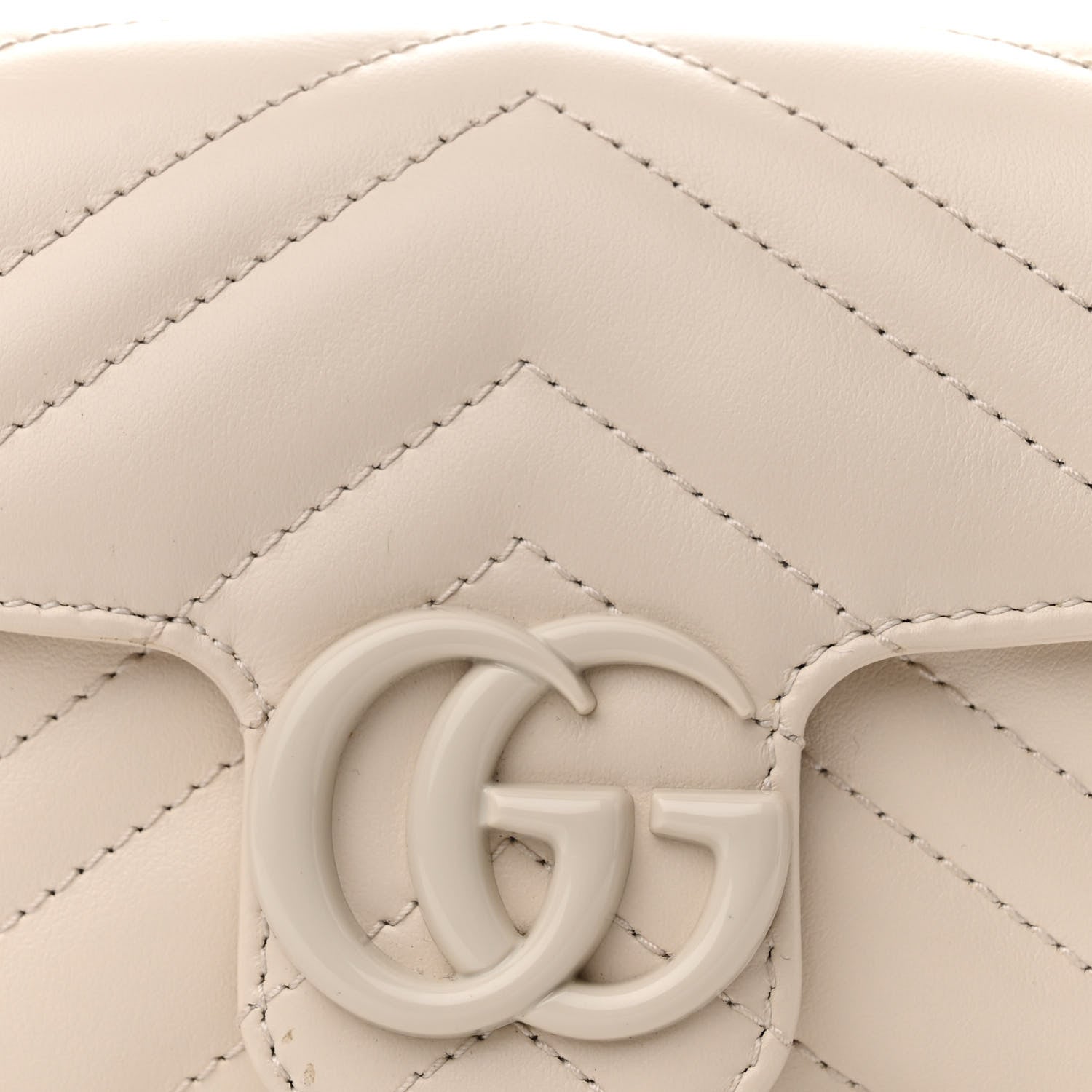 Gucci Calfskin Matelasse Monochrome GG Marmont Chain Belt Bag Mystic White 8 of 11