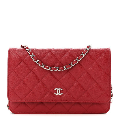 Chanel Caviar Quilted Wallet on Chain WOC Red 1 of 12