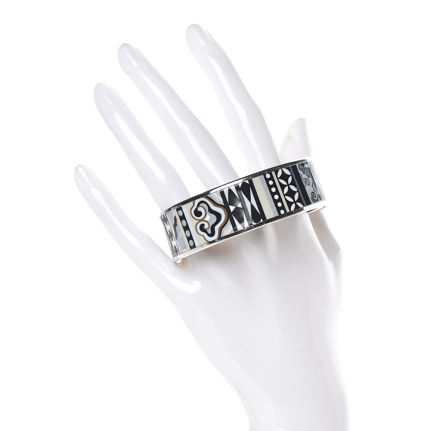 Hermes Enamel Printed Wide La Femme Aux Semelles de Vent Bracelet 65 2 of 5