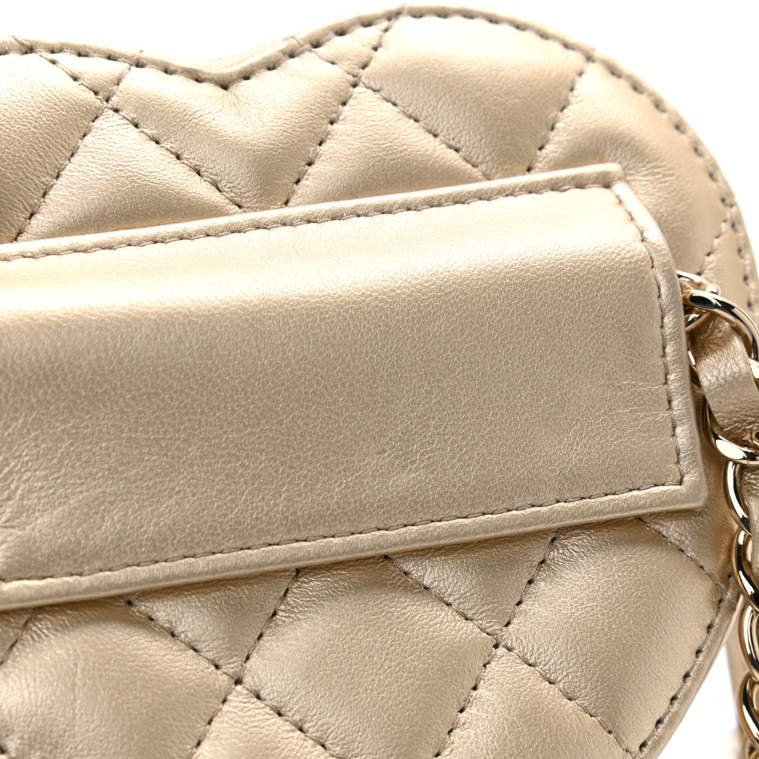 Chanel Metallic Lambskin Quilted CC In Love Heart Waist Belt Bag With Chain Gold 11 of 12