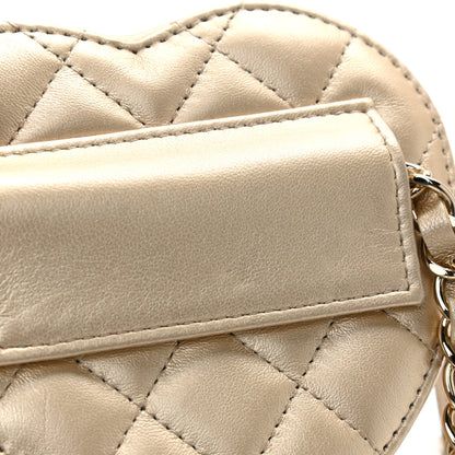 Chanel Metallic Lambskin Quilted CC In Love Heart Waist Belt Bag With Chain Gold 11 of 12