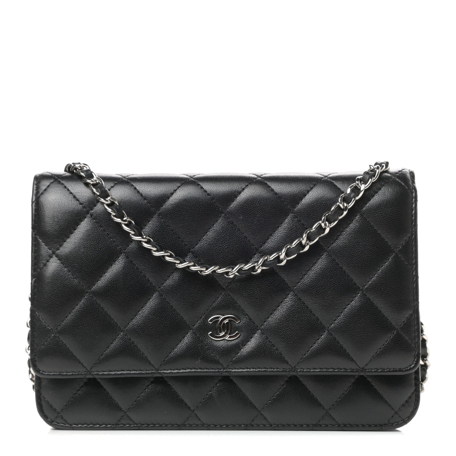 Chanel Lambskin Quilted Wallet On Chain WOC Black 1 of 12