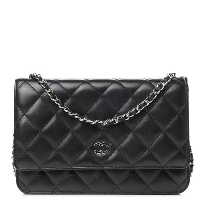 Chanel Lambskin Quilted Wallet On Chain WOC Black 1 of 12