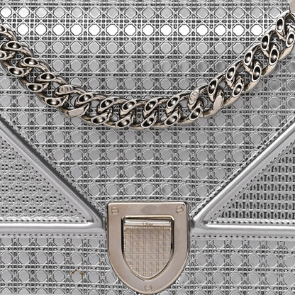 Christian Dior Metallic Patent Micro-Cannage Medium Diorama Flap Bag Silver 6 of 8