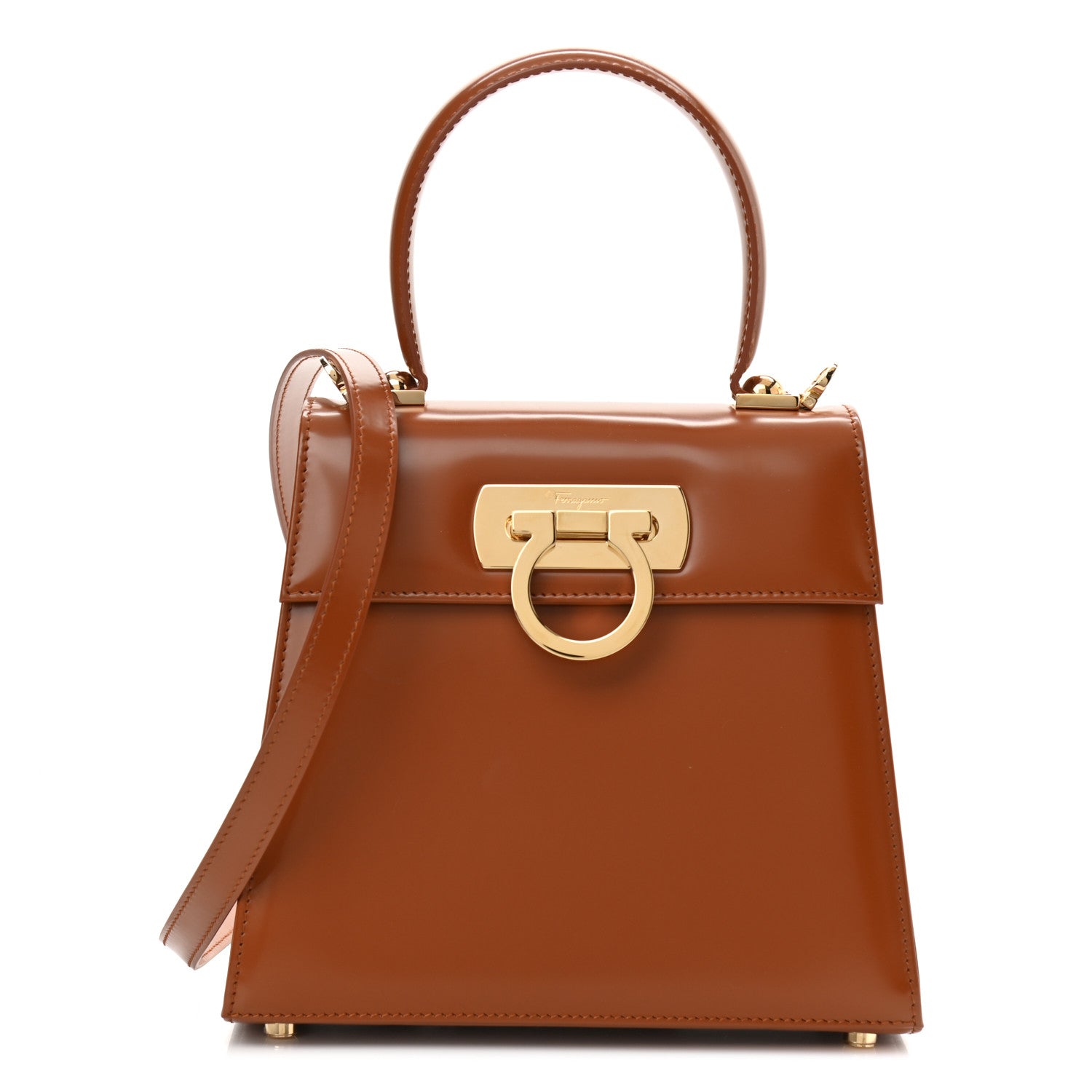 Salvatore Ferragamo Brushed Off Calfskin Small Iconic Top Handle Cuoio 1 of 7