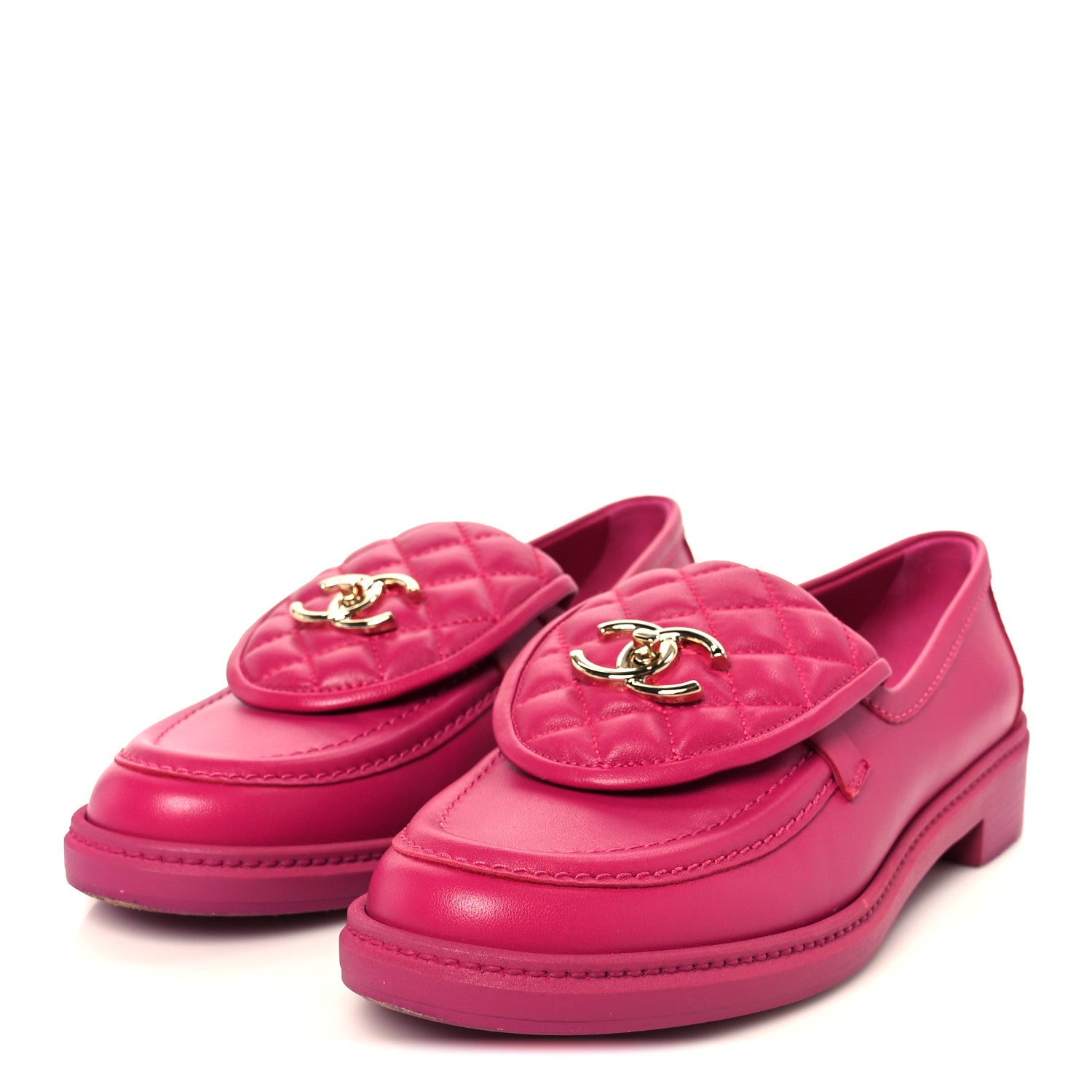 Chanel Lambskin Quilted CC Turnlock Loafers 39.5 Fuchsia 4 of 10