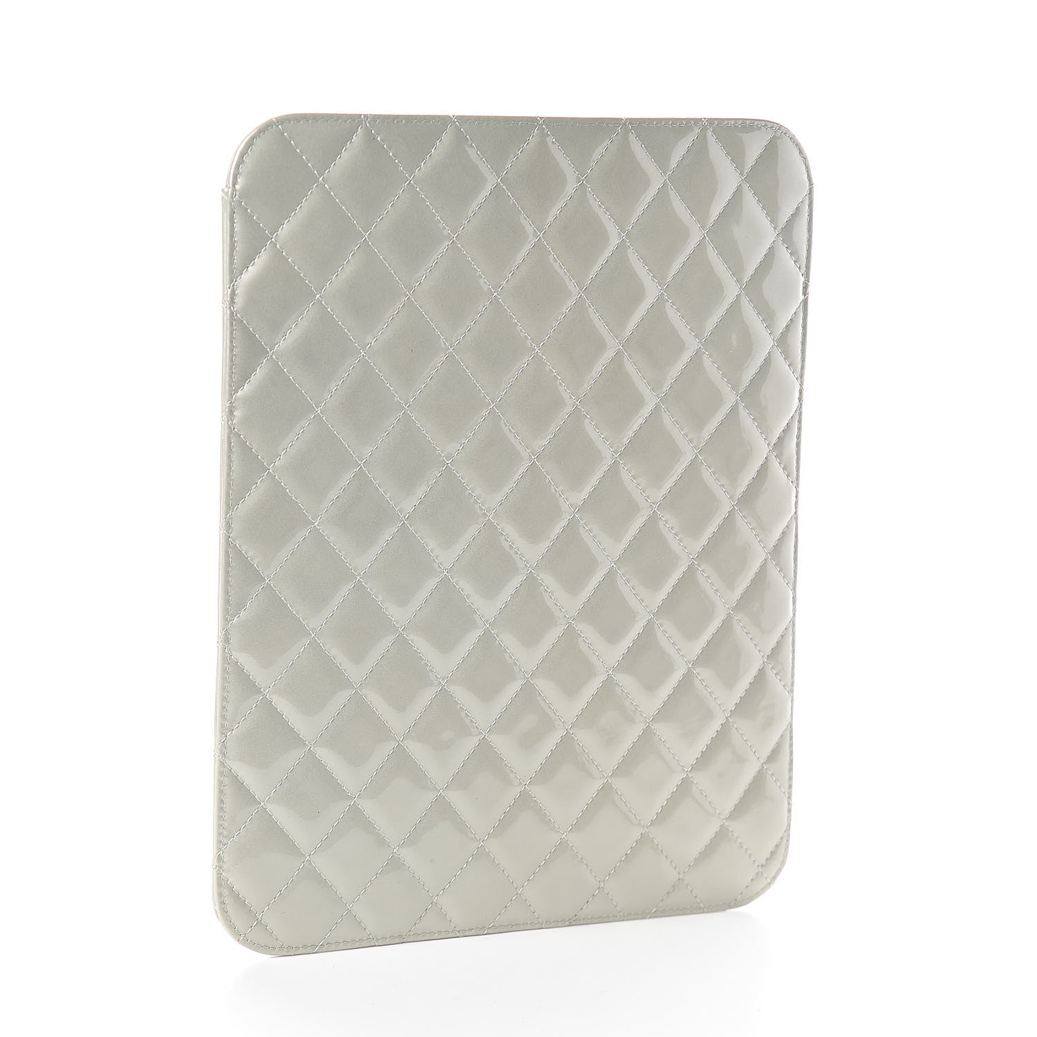 Chanel Patent Quilted Brilliant iPad Case Grey 3 of 9