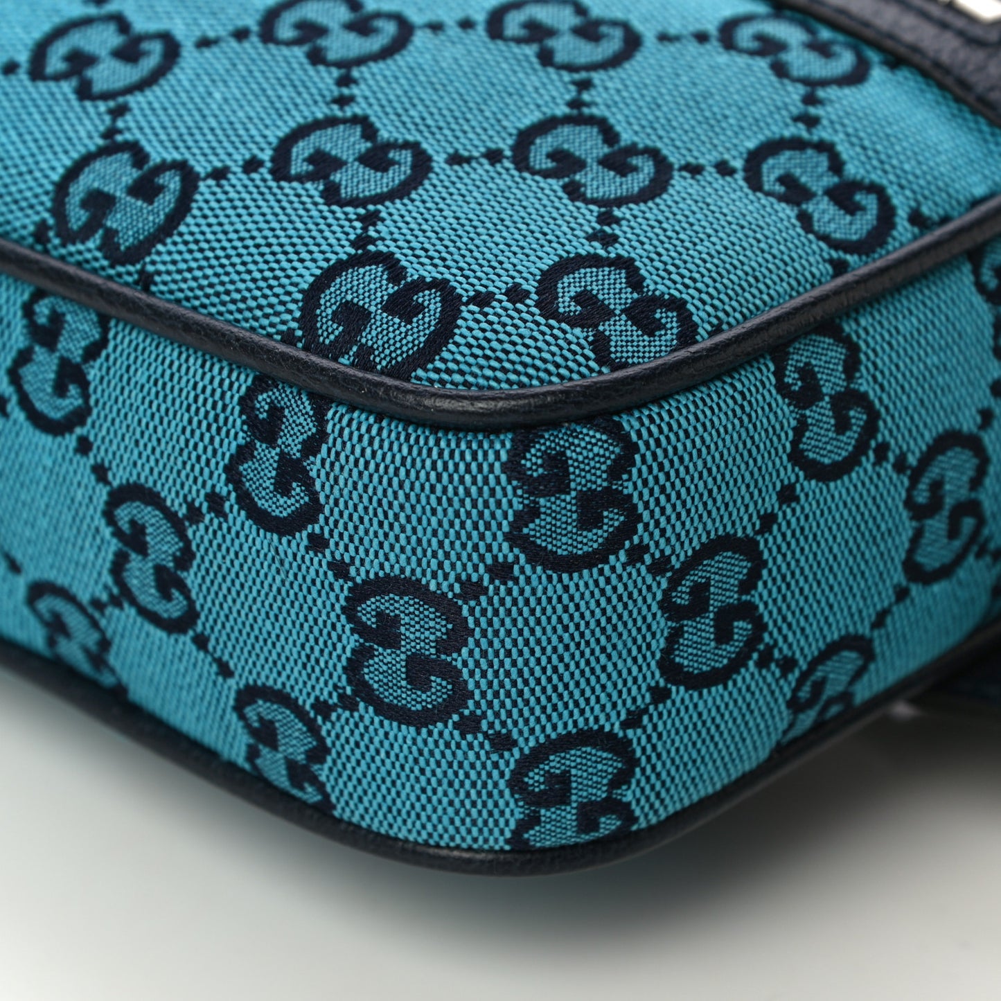 Monogram Multicolor Textured Calfskin Retro Interlocking G Belt Bag Light Blue