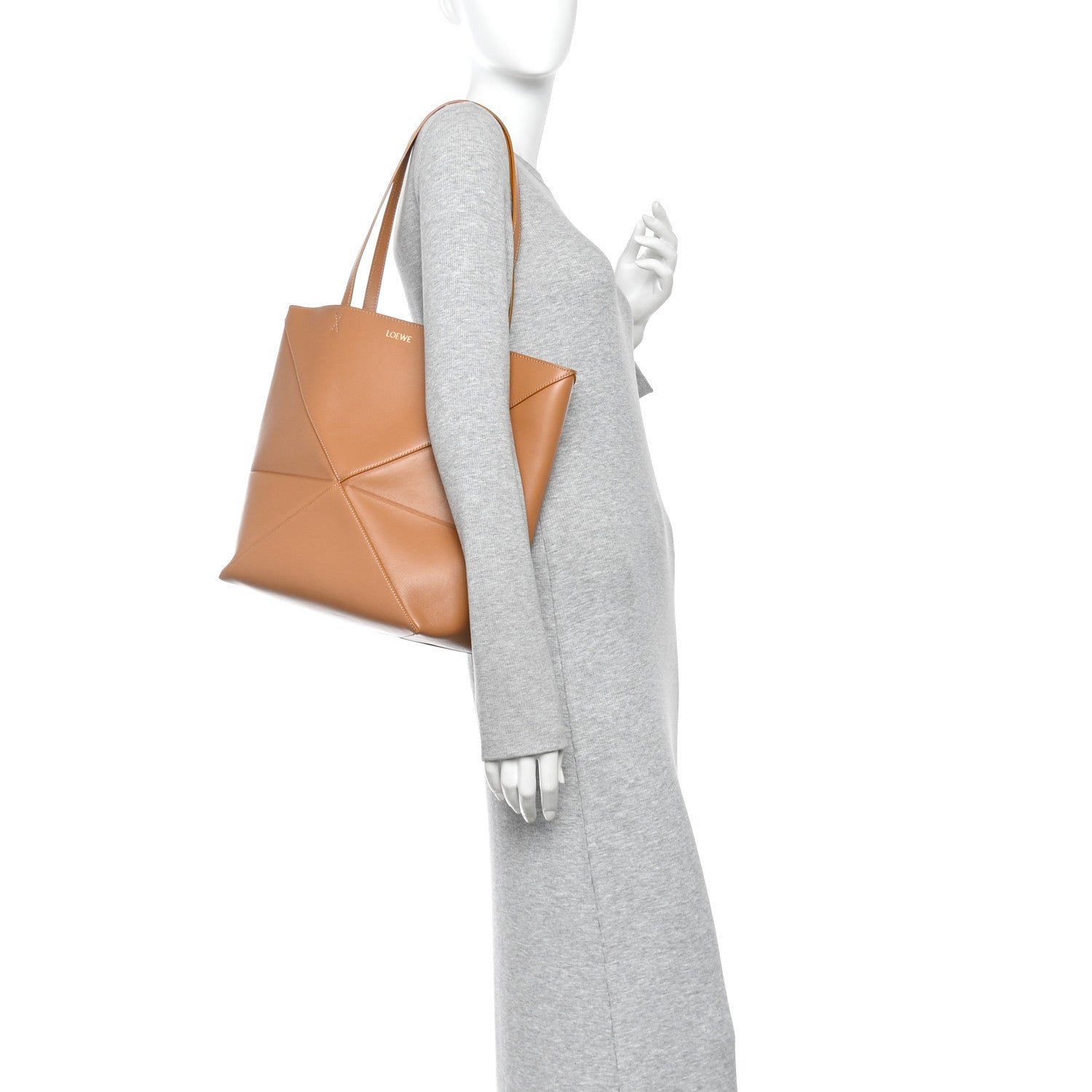 Loewe Shiny Calfskin Medium Puzzle Fold Tote Warm Desert 2 of 9