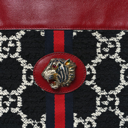 Gucci Tweed GG Monogram Large Rajah Chain Tote Romantic Cherry Black White 9 of 12